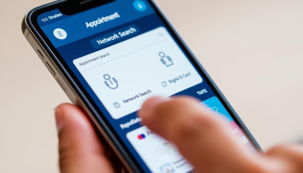 Aplicativo móvel do plano Bradesco de saúde sendo usado em smartphone