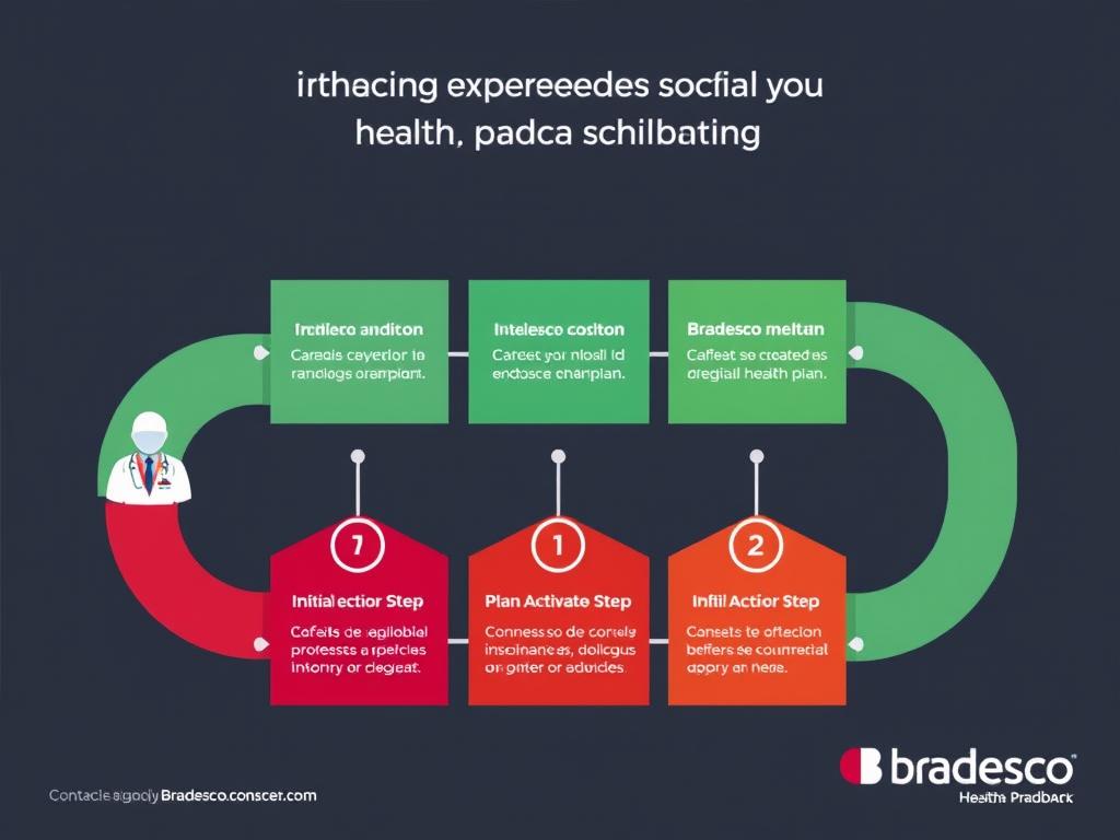 Processo de contratação do plano Bradesco de saúde ilustrado em etapas