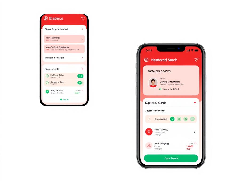 Tela do aplicativo Bradesco Saúde mostrando funcionalidades